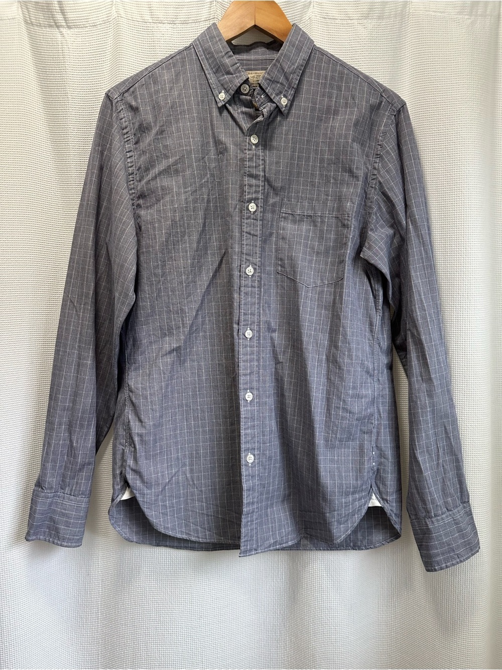 J. Crew Men's Long-Sleeve Button-Down Shirt - Gray Windowpane, S
